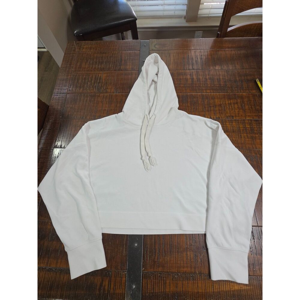 Altar'd State Revival White Boxy Crop Pullover Hoodie Women's Size L